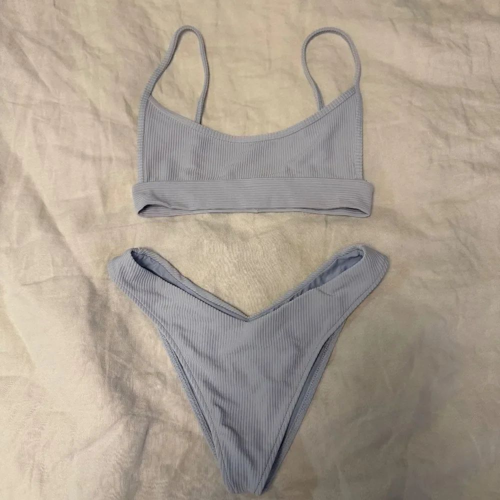 Frankies Bikinis Gavin Top and Enzo Bottom in Cloud - top small, bottom medium